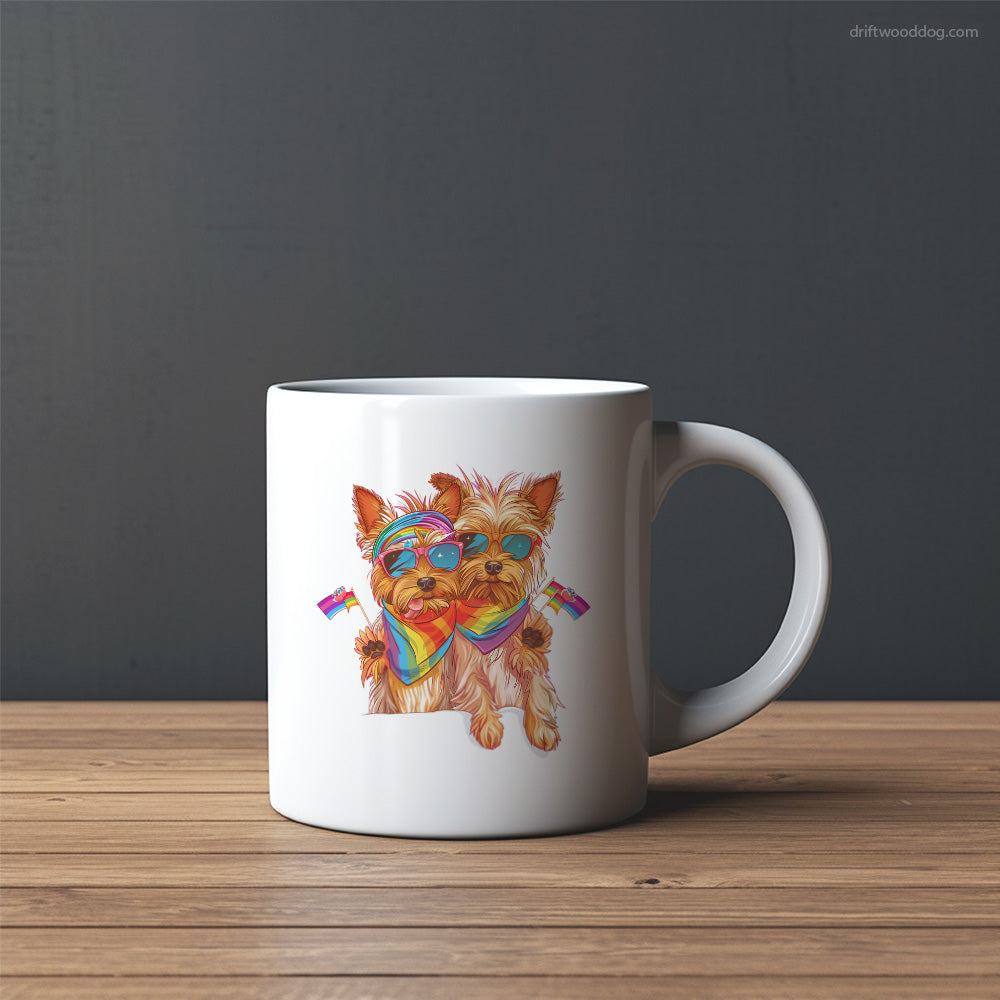 Yorkshire Terrier Couple Celebrating Pride Mug – Custom Dog Mugs | Personalized Pet Mugs