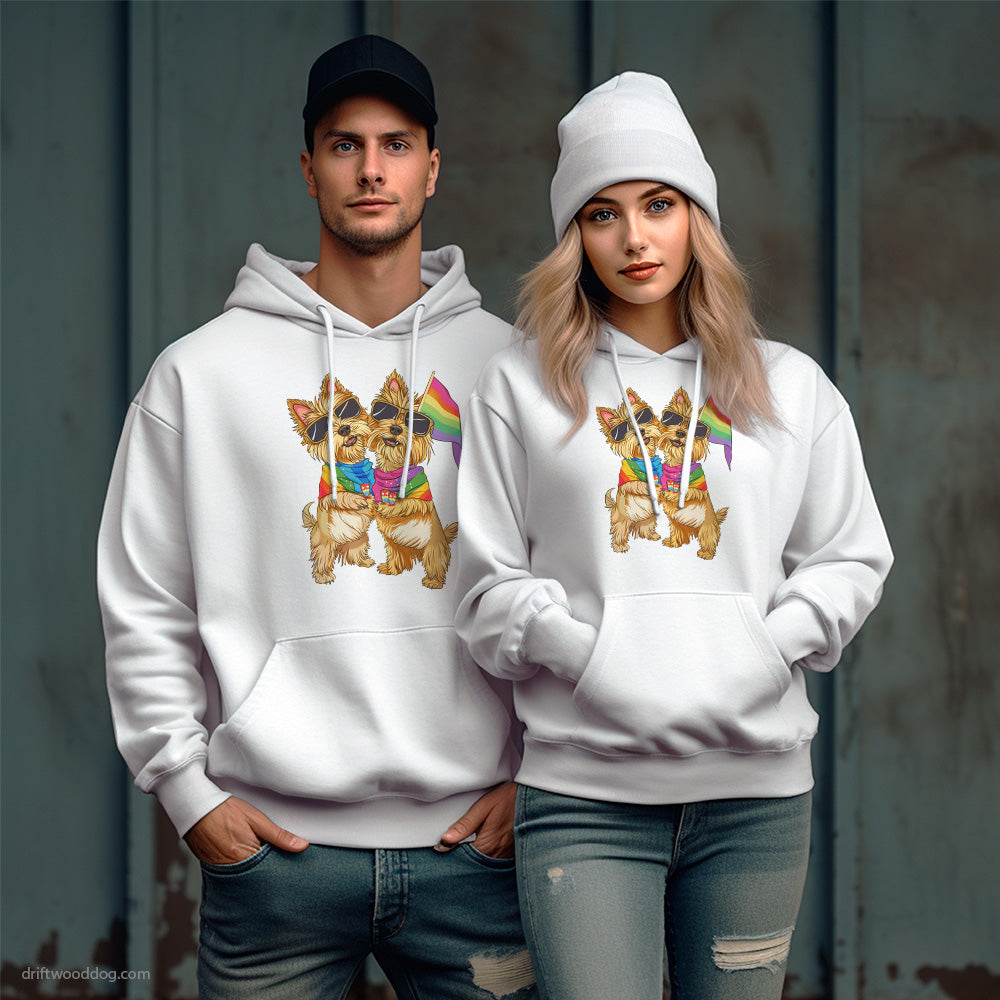 Yorkshire Terrier Couple Ready for Pride Hoodie – Unique Dog Hoodies for Pet Lovers Gift