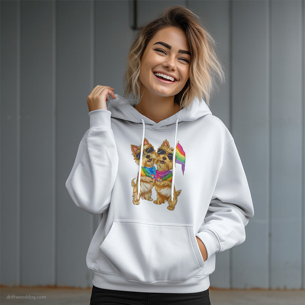 Yorkshire Terrier Couple Ready for Pride Hoodie – Dog Graphic Hoodie for Women