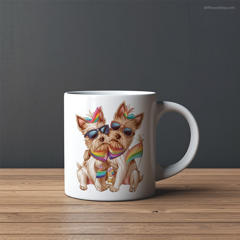 Cute Yorkshire Terrier Couple Hugging on Pride Day Mug – Custom Dog Mugs | Personalized Pet Mugs