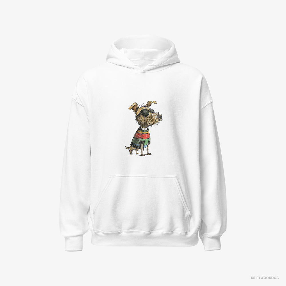 Yorkshire Terrier Hoodie – Men White Hoodie Classic – Excited for Pride (on White Background)