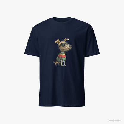 Yorkshire Terrier T-Shirt – Men Navy T-Shirt Classic – Excited for Pride (on White Background)