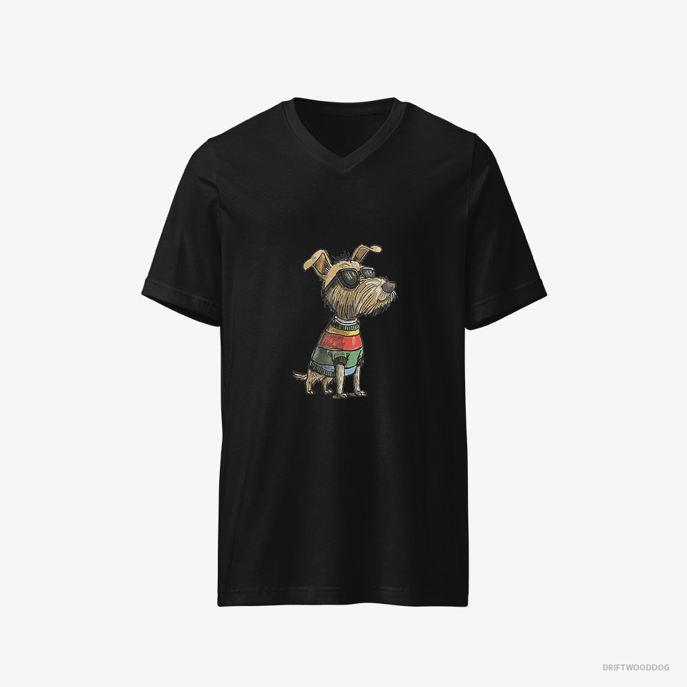 Yorkshire Terrier T-Shirt – Men Black T-Shirt V-Neck – Excited for Pride (on White Background)