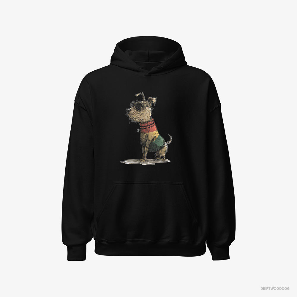 Yorkshire Terrier Hoodie – Men Black Hoodie Classic – Clad in Rainbow Apparel (on White Background)