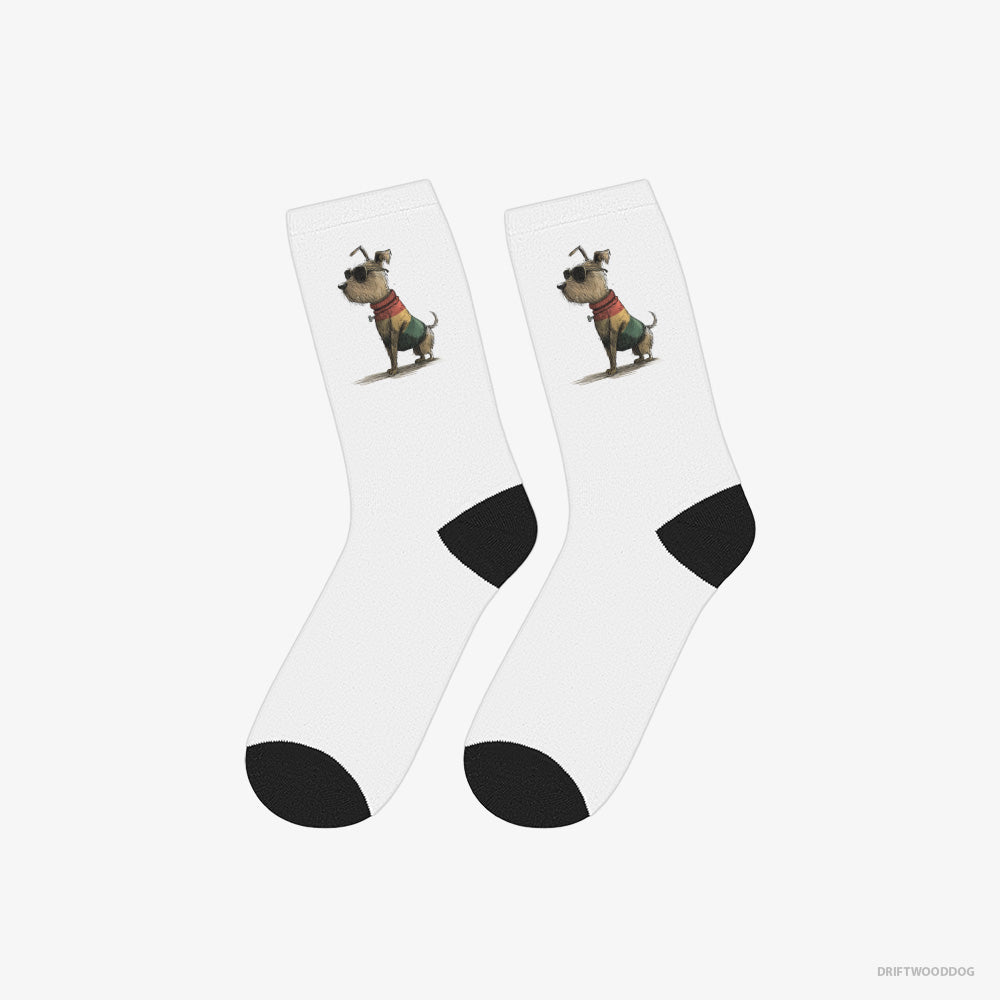 Yorkshire Terrier Clad in Rainbow Apparel – Socks White – Classic