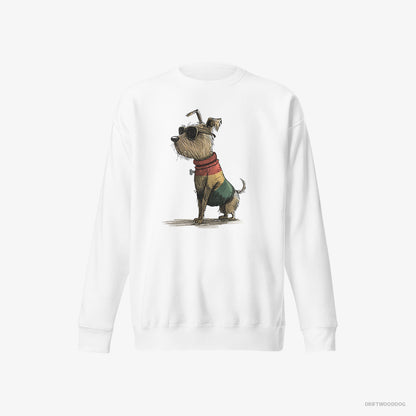 Yorkshire Terrier Clad in Rainbow Apparel White Sweatshirt