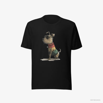 Yorkshire Terrier Clad in Rainbow Apparel Black T-Shirt