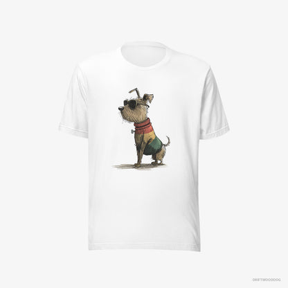 Yorkshire Terrier T-Shirt – Men White T-Shirt Eco-Friendly – Clad in Rainbow Apparel (on White Background)