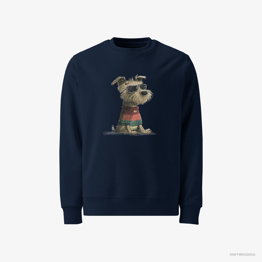 Yorkshire Terrier Sweatshirt – Men Navy Sweatshirt Classic – Dressed in Rainbow Attire (on White Background)