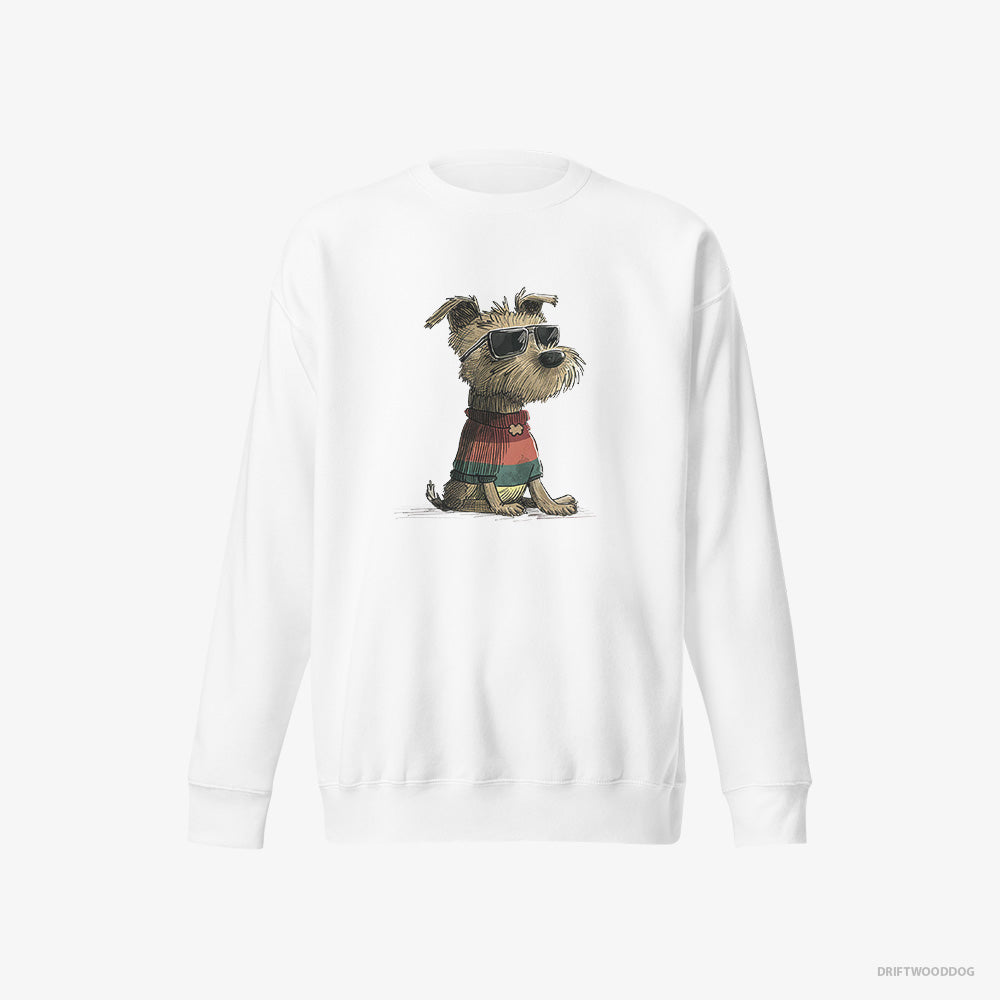 Yorkshire Terrier Sweatshirt – Women White Sweatshirt Eco-Friendly – Dressed in Rainbow Attire (on White Background)