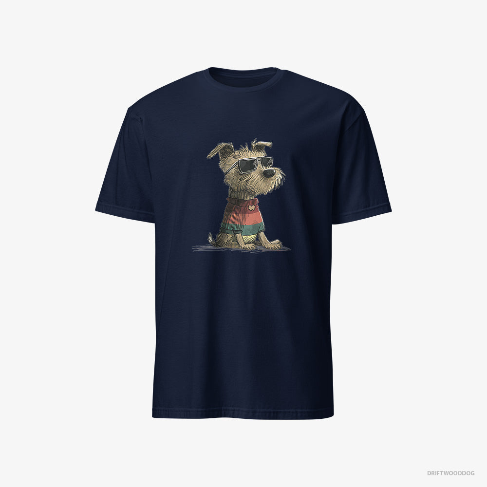 Yorkshire Terrier T-Shirt – Men Navy T-Shirt Classic – Dressed in Rainbow Attire (on White Background)