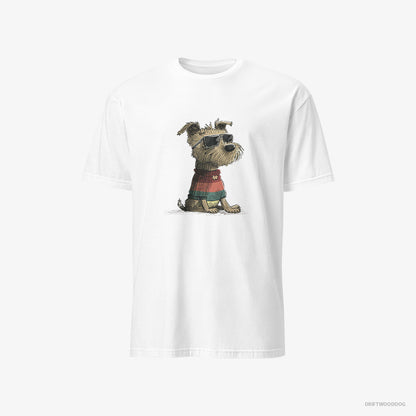 Yorkshire Terrier T-Shirt – Men White T-Shirt Classic – Dressed in Rainbow Attire (on White Background)