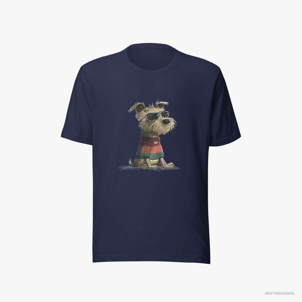 Yorkshire Terrier T-Shirt – Women Navy T-Shirt Eco-Friendly – Dressed in Rainbow Attire (on White Background)