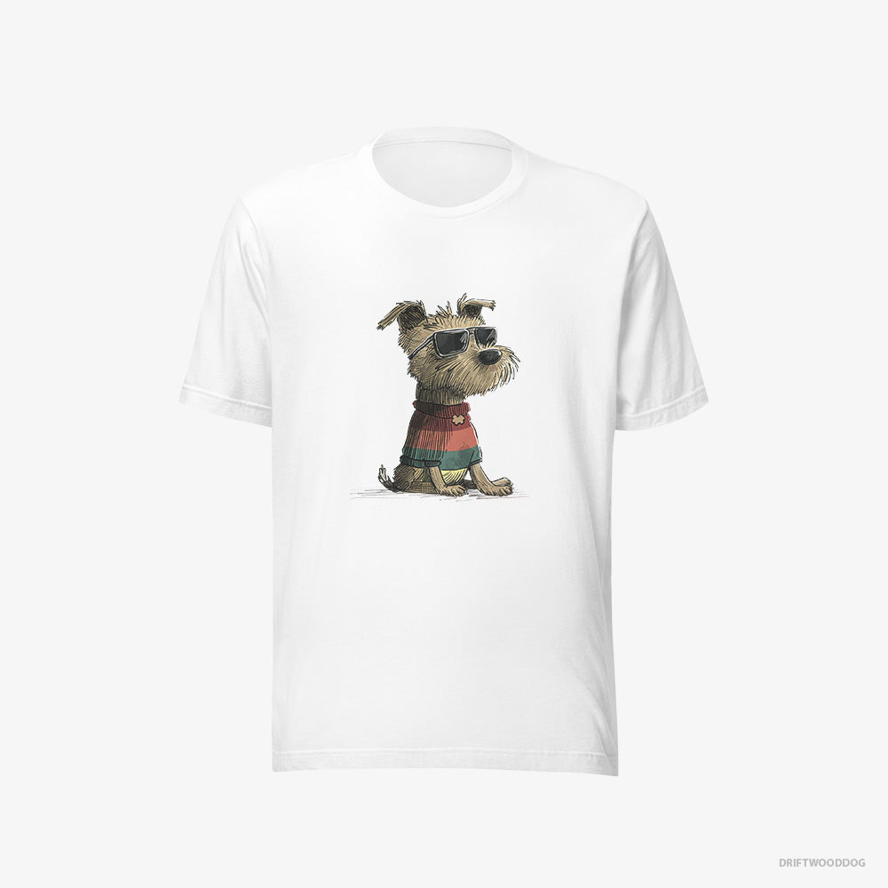 Yorkshire Terrier T-Shirt – Women White T-Shirt Eco-Friendly – Dressed in Rainbow Attire (on White Background)