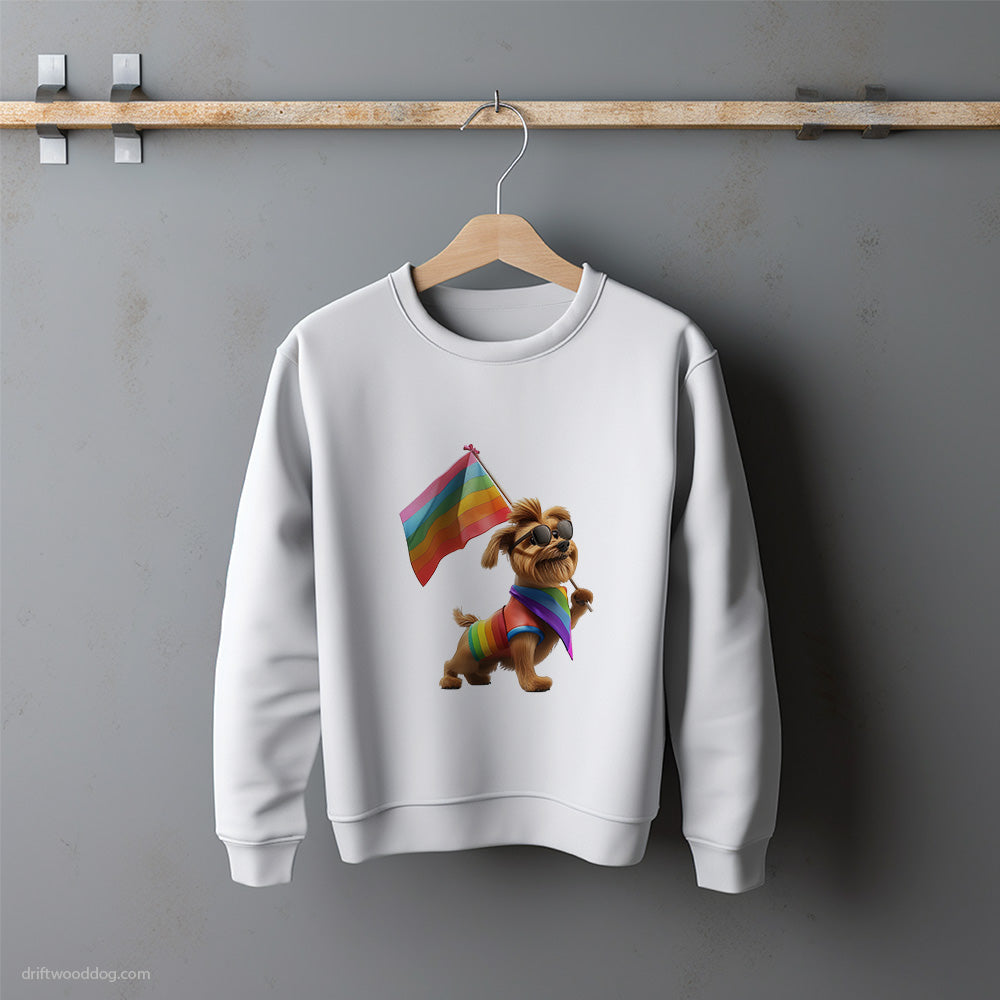 Yorkshire Terrier Waving Pride Flag Sweatshirt – Unisex Sweatshirt for Dog Lovers