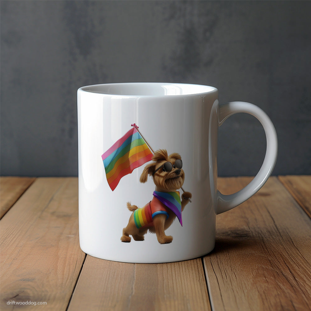 Yorkshire Terrier Waving Pride Flag Mug – Unique Dog Cups | Dog-Themed Mugs