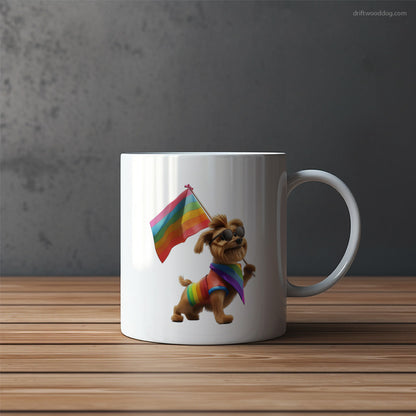 Yorkshire Terrier Waving Pride Flag Mug – Funny Dog Coffee Mugs | Quirky Canine Drinkware