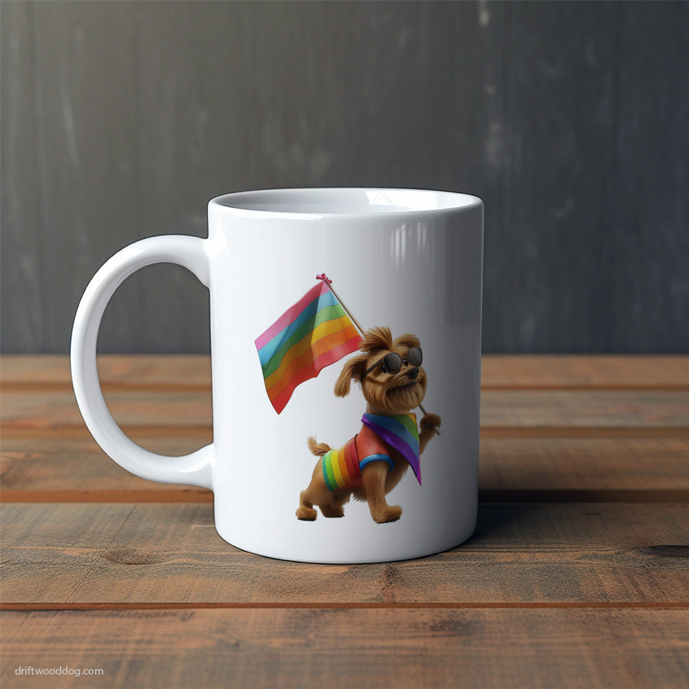 Yorkshire Terrier Waving Pride Flag Mug – Cute Dog-Themed Mugs | Perfect Gifts for Dog Lovers