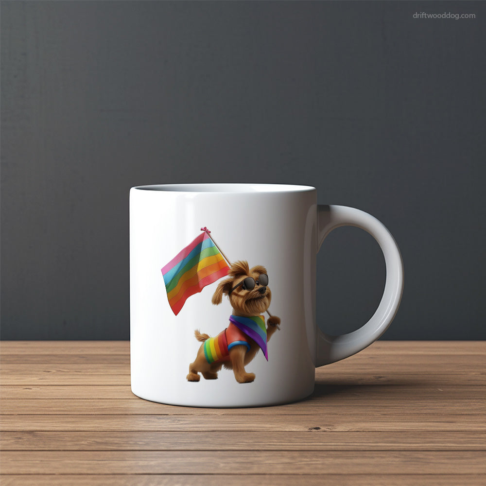 Yorkshire Terrier Waving Pride Flag Mug – Custom Dog Mugs | Personalized Pet Mugs