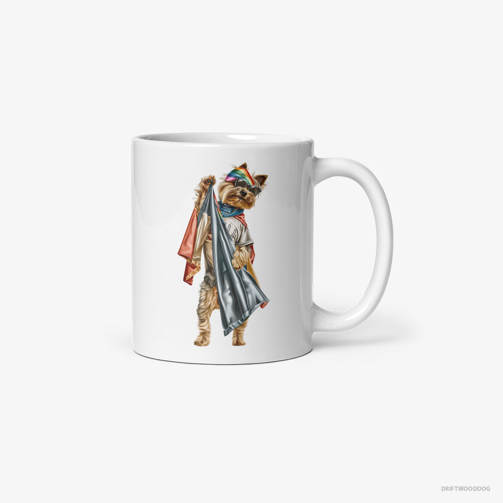 Yorkshire Terrier Waving LGBTQ+ Flag Classic Mug