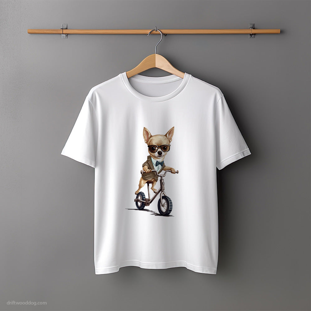 Chihuahua Riding a Bicycle T-Shirt – Unisex Tee for Dog Lovers