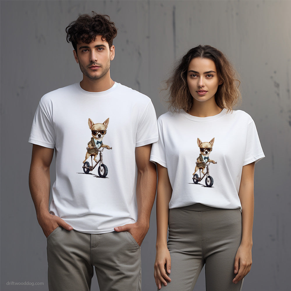 Chihuahua Riding a Bicycle T-Shirt – Unisex T-Shirt for Dog Lovers 