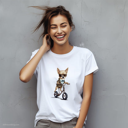 Chihuahua Riding a Bicycle T-Shirt – Custom Dog T-Shirts for Women