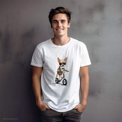 Chihuahua Riding a Bicycle T-Shirt – Dog Graphic Tee for Men