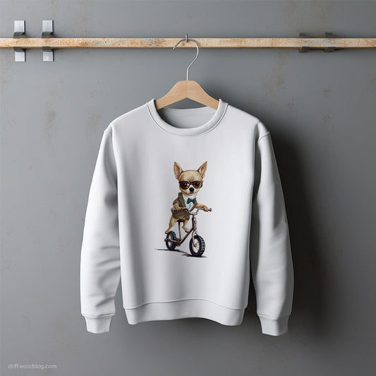 Chihuahua Riding a Bicycle Sweatshirt – Unisex Sweatshirt for Dog Lovers