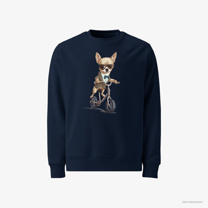 Chihuahua Riding a Bicycle Navy Sweatshirt