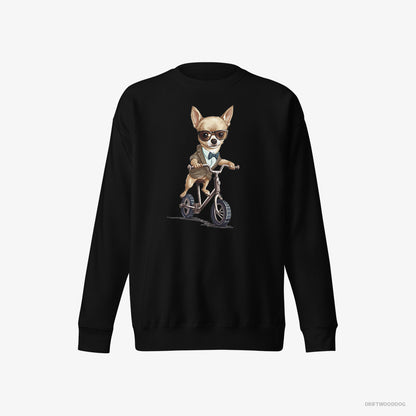 Chihuahua Riding a Bicycle Black Sweatshirt