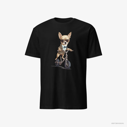 Chihuahua Riding a Bicycle Black T-Shirt