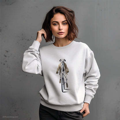 Dalmatian Riding a Bicycle Sweatshirt – Dog-Themed Gifts for Dog Lovers