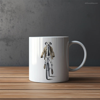 Dalmatian Riding a Bicycle Mug – Funny Dog Coffee Mugs | Quirky Canine Drinkware