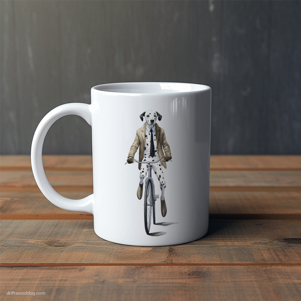 Dalmatian Riding a Bicycle Mug – Cute Dog-Themed Mugs | Perfect Gifts for Dog Lovers