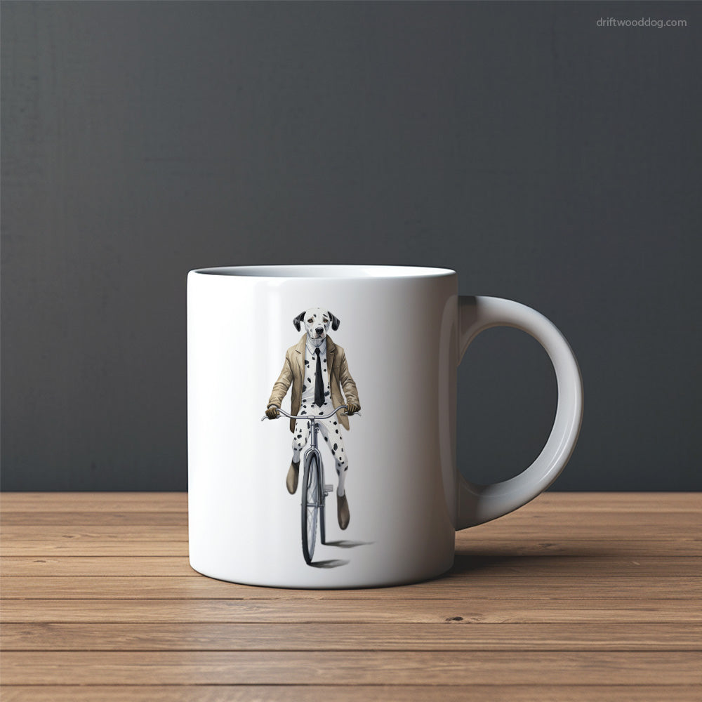 Dalmatian Riding a Bicycle Mug – Custom Dog Mugs | Personalized Pet Mugs