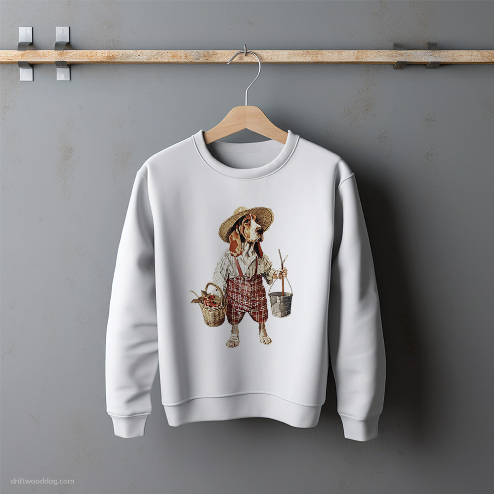 Basset Hound Dressed as a Farmer Sweatshirt – Unisex Sweatshirt for Dog Lovers