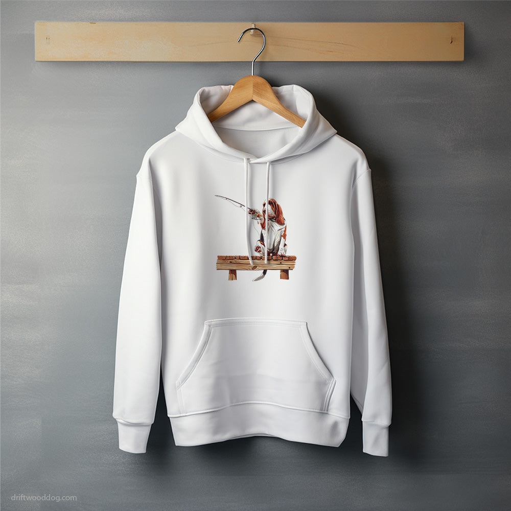 Basset Hound Fishing with a Rod Hoodie – Unisex Hoodie for Dog Lovers