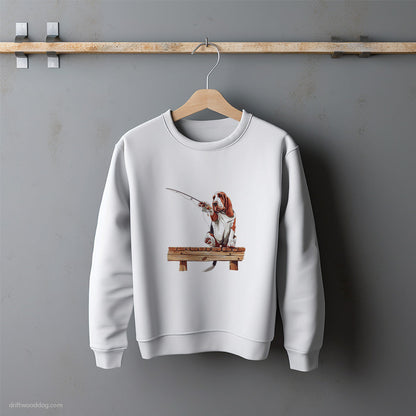 Basset Hound Fishing with a Rod Sweatshirt – Unisex Sweatshirt for Dog Lovers