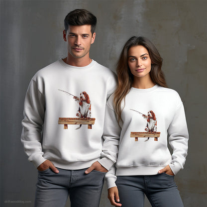 Basset Hound Fishing with a Rod Sweatshirt – Unisex Sweatshirt for Dog Owners