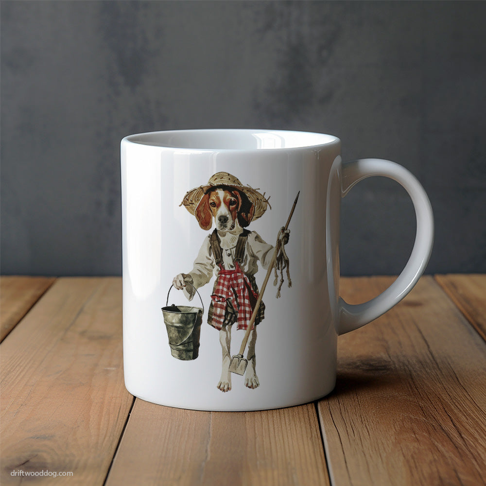 Beagle Dressed as a Farmer Mug – Unique Dog Cups | Dog-Themed Mugs