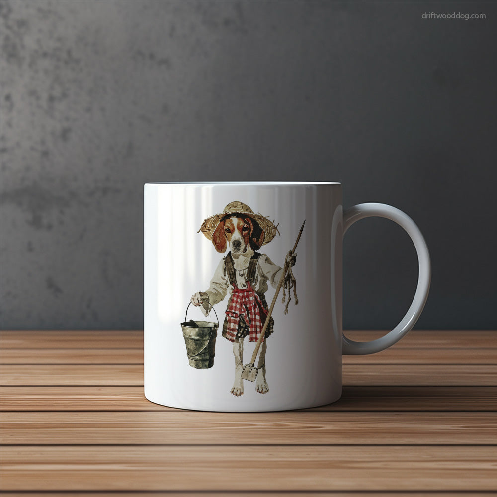 Beagle Dressed as a Farmer Mug – Funny Dog Coffee Mugs | Quirky Canine Drinkware