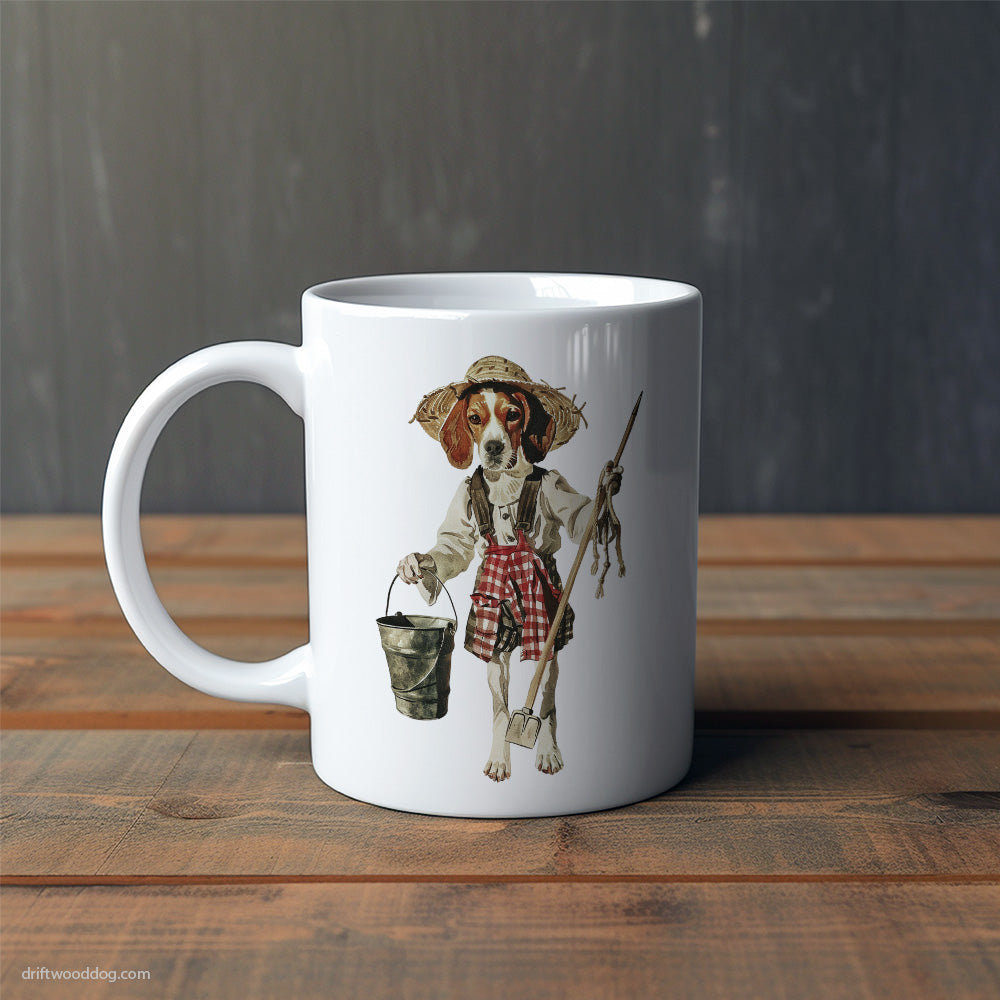 Beagle Dressed as a Farmer Mug – Cute Dog-Themed Mugs | Perfect Gifts for Dog Lovers