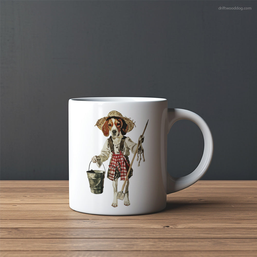 Beagle Dressed as a Farmer Mug – Custom Dog Mugs | Personalized Pet Mugs