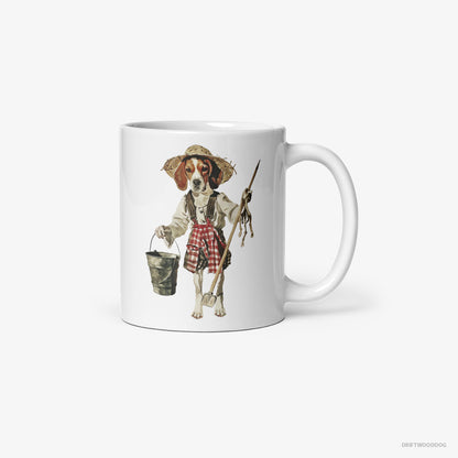 Beagle Dressed as a Farmer White Mug