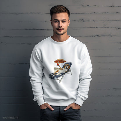 Beagle Relaxing on a Sunbed Sweatshirt – Unique Dog Sweatshirt for Men