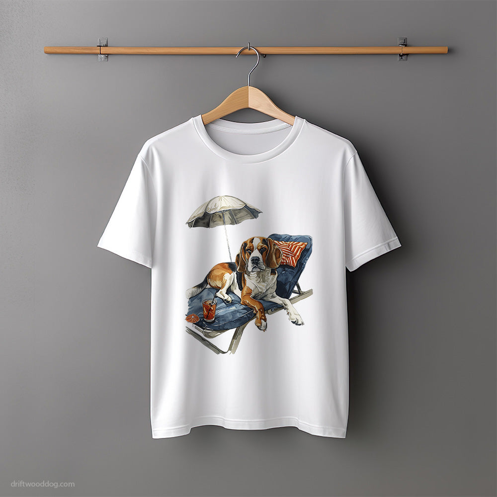 Beagle Resting on a Beach Chair T-Shirt – Unisex Tee for Dog Lovers