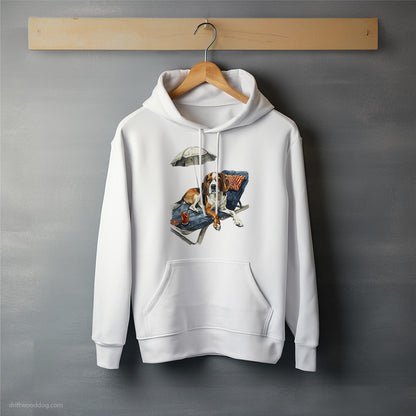 Beagle Resting on a Beach Chair Hoodie – Unisex Hoodie for Dog Lovers