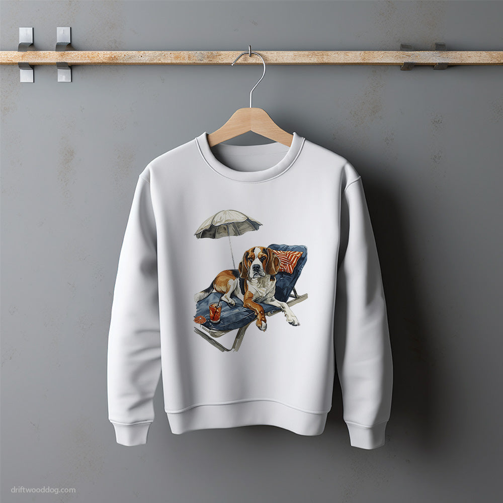 Beagle Resting on a Beach Chair Sweatshirt – Unisex Sweatshirt for Dog Lovers