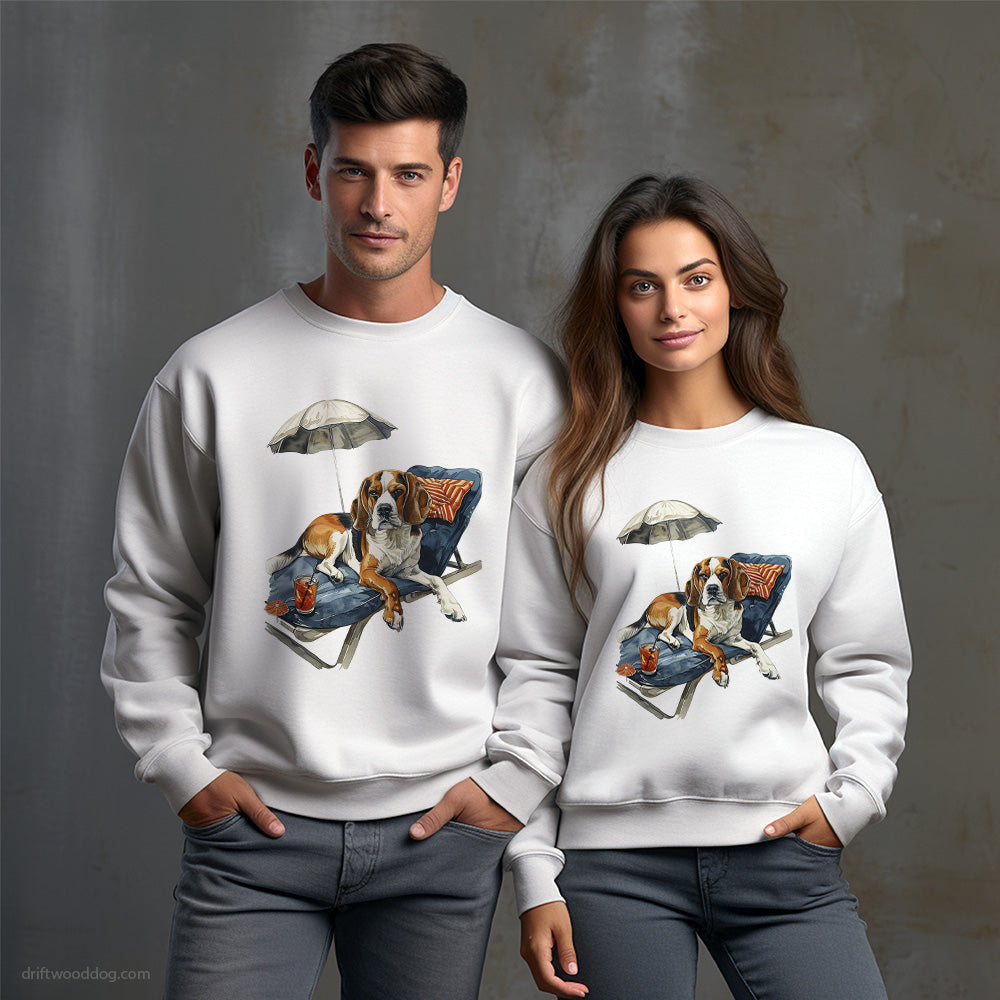 Beagle Resting on a Beach Chair Sweatshirt – Unisex Sweatshirt for Dog Owners